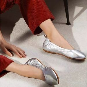 fitflop ALLEGRO Soft Leather Ballet Flats Silver